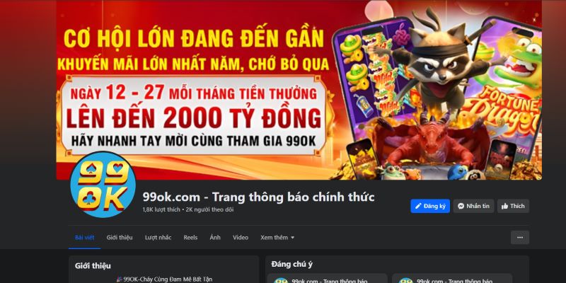 Phương thức liên hệ 99OK thông qua mạng xã hội